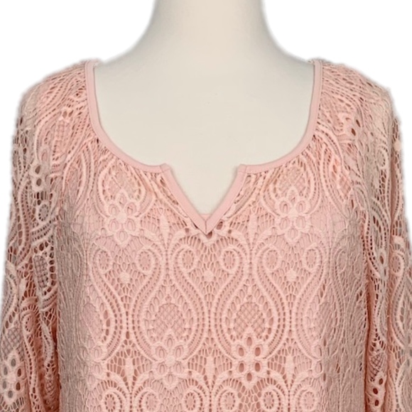 STYLE & CO Tunic Top & Tank Set Lace 2-Piece Bohemian Peach Medium - Picture 2 of 5